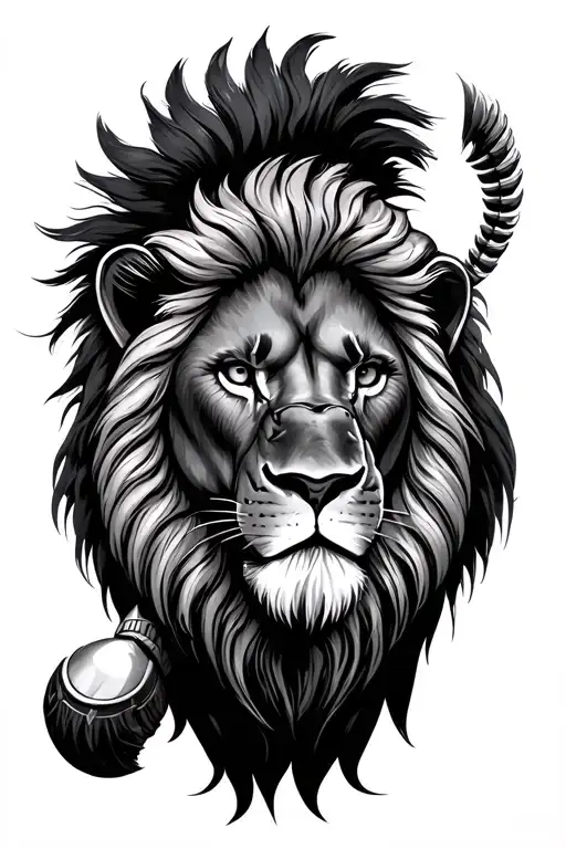 Lion And African Warrior Wielding