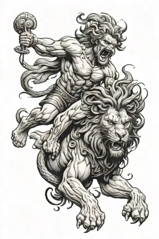 Samson Ripping Apart A Deformed Lion