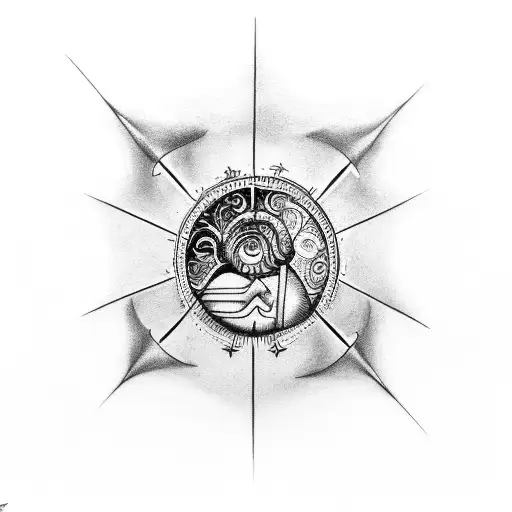 A Minimalist Tattoo Of A Seashell With The Zodiac Sign Of Leo Inside