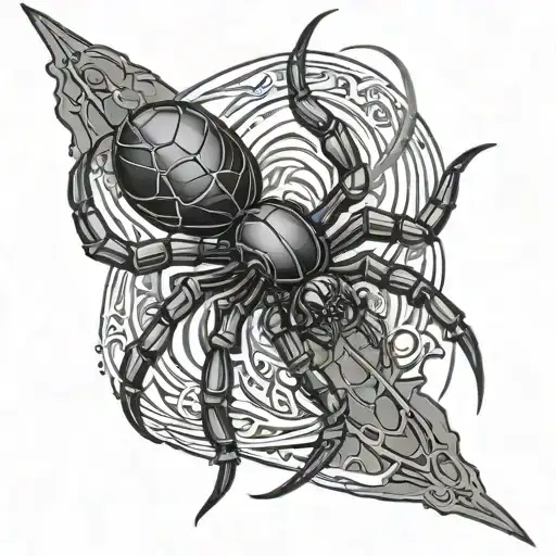 Black Widow Spiders Hand Tatto Design