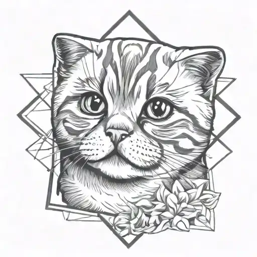 The Face Of A Scottish Fold Cat Is Placed In A Star