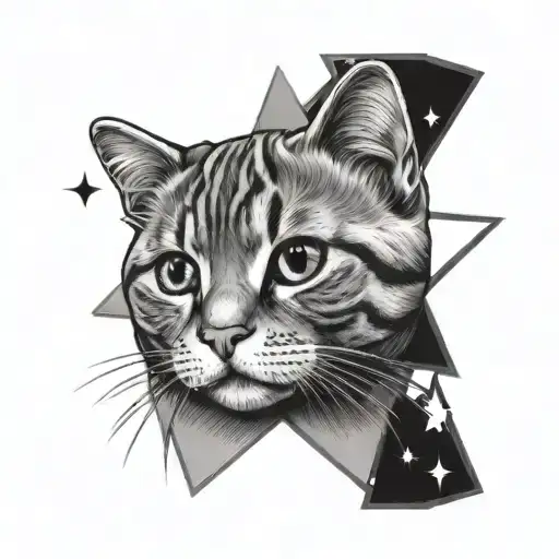 The Face Of A Scottish Fold Pussycat Is Placed In A Star