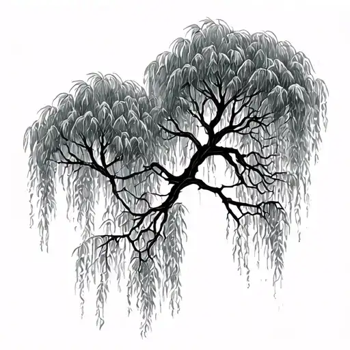 Weeping Willow Tree Simple Outline