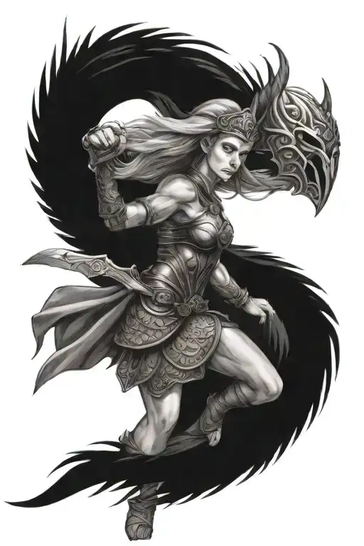 Norse Warrior In Background With Valkyrie As Front Piece