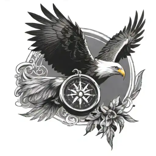 Flying Eagle With Compass