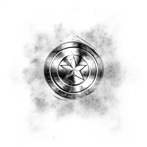 American Flag Background With Bald Eagle And Military Hats With Captain America Shield