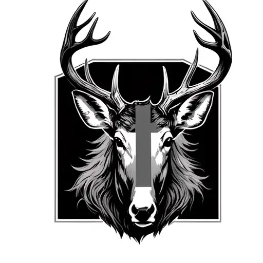 Deer Horns With A Cross