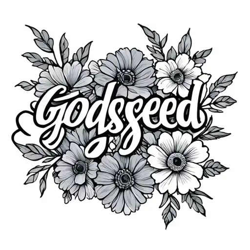 Godspeed Fine Line Text With Flowers