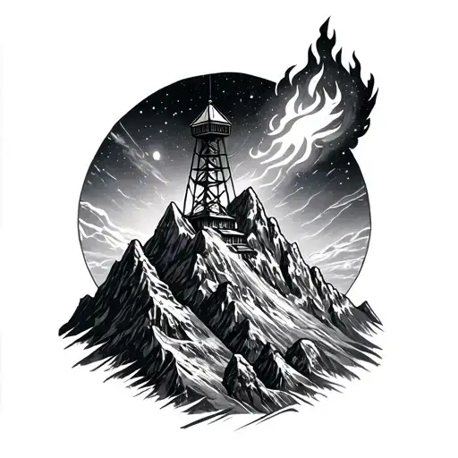 Mountains With Fire Watch Tower And Space In Background Sleeve