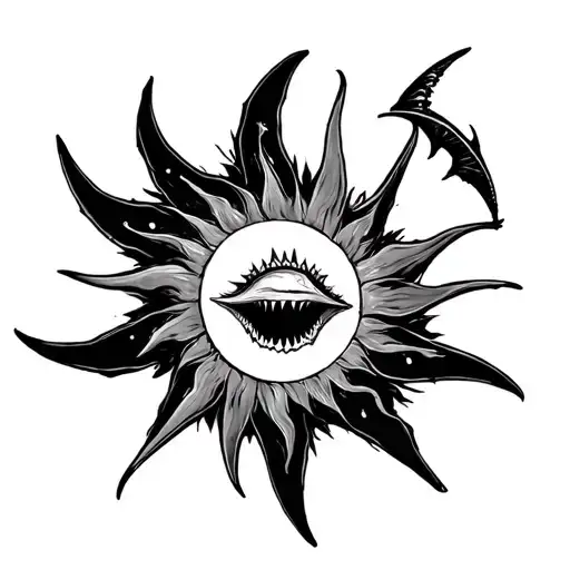 Black Sun With 7 Shark Fin Rays