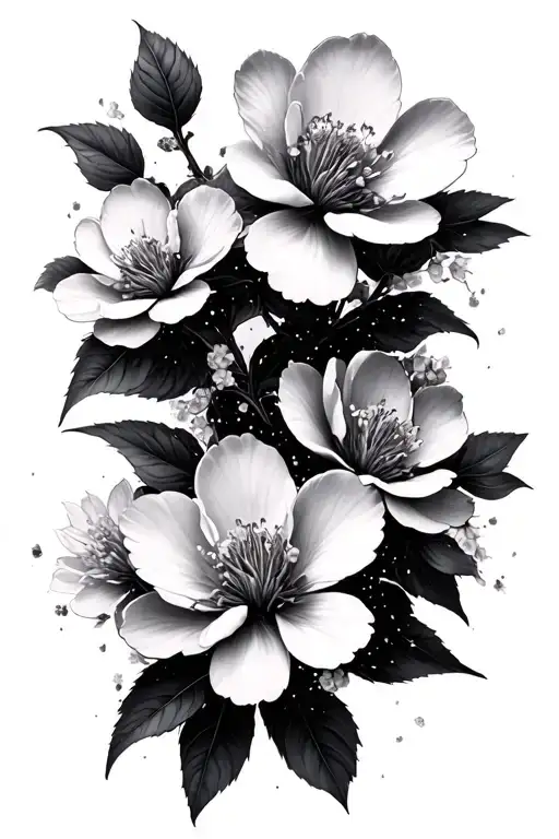 Sakura Flowers Forming Constellations Forming