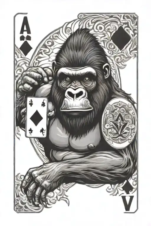 Gorilla Holding Ace Of Diamonds Playing Card