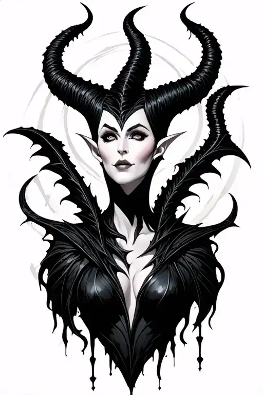 Maleficent Tattoo In Dark Gothic Art Design