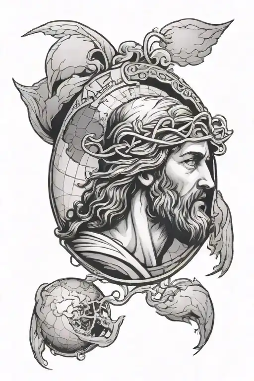 Jesus Christ Looking Over Earth Globe