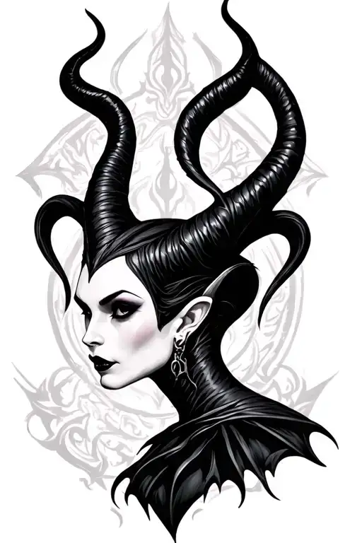 Maleficent Tattoo In Dark Gothic Art Design Combining