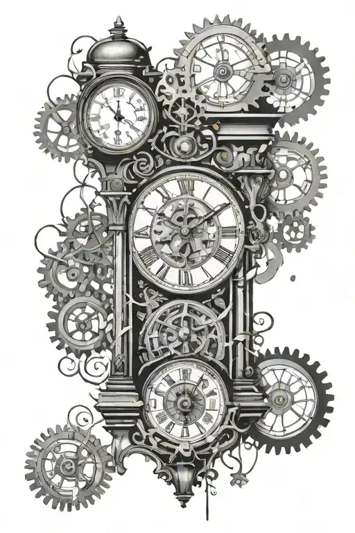Broken Glass Cogs Showing Grandfather Clock