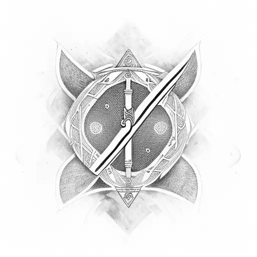 Winged Viking Sword Through Valknut