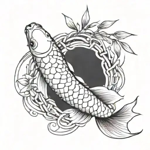 Koi Fish With Bamboo