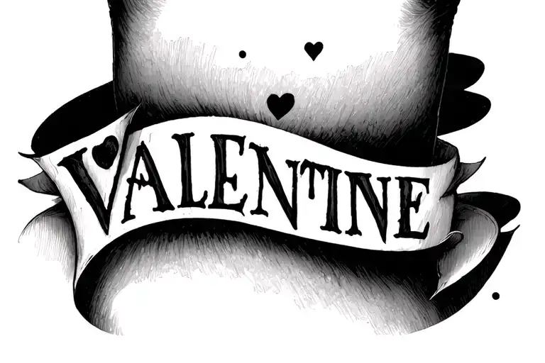 Neck Tattoo Of The Word Valentine With A Heart For The Dot On The I