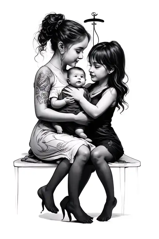 Eliza And Ava With A Baby Mobile