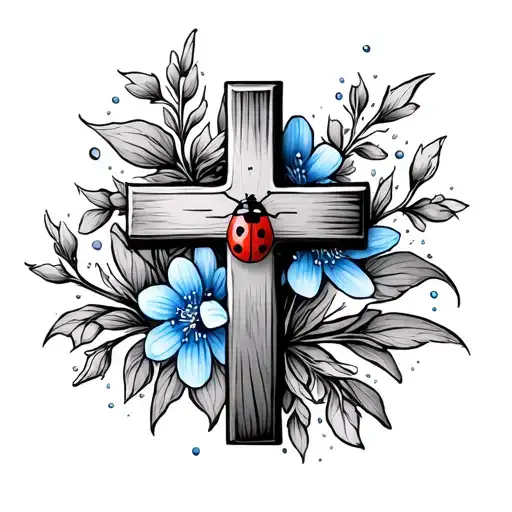 Cross With Ladybug And Bluebonnets