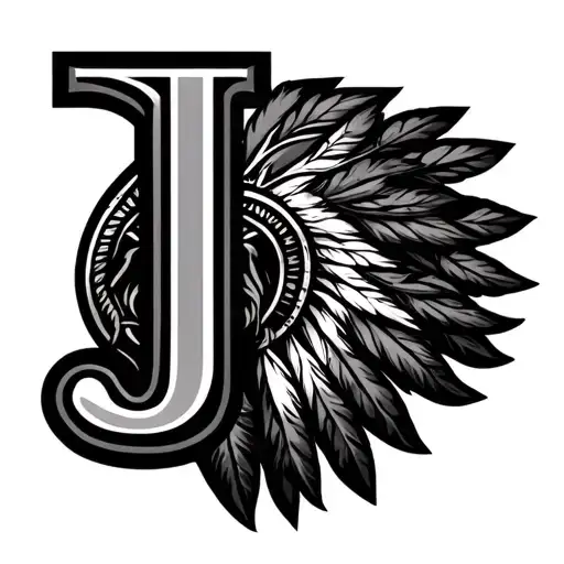 Draw A Logo With Four Capital Letter J's With A Native American Background