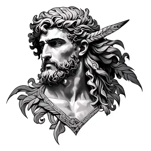 Male Chest Tattoo In The Style Of Ancient Greek Myths