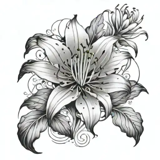 Spider Lily Flowers With Jupiter And Lighting