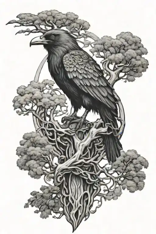 Yggdrasil Raven Jormungadr Arm Sleeve
