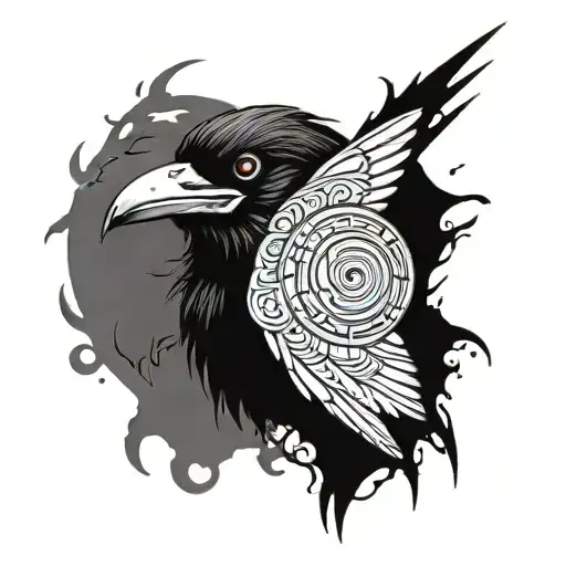 Crow With A Sharingan Eye From Naruto Inspired Tattoo Featuring