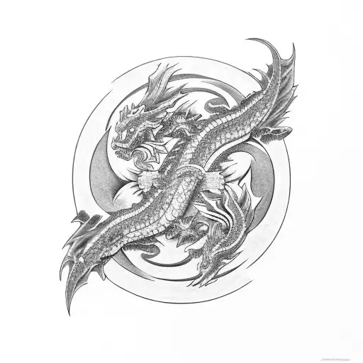 Japanblack And Grey Dragon Yin And Yang