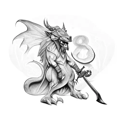 A Mythical Creature Wielding A Sword Made Of Letters