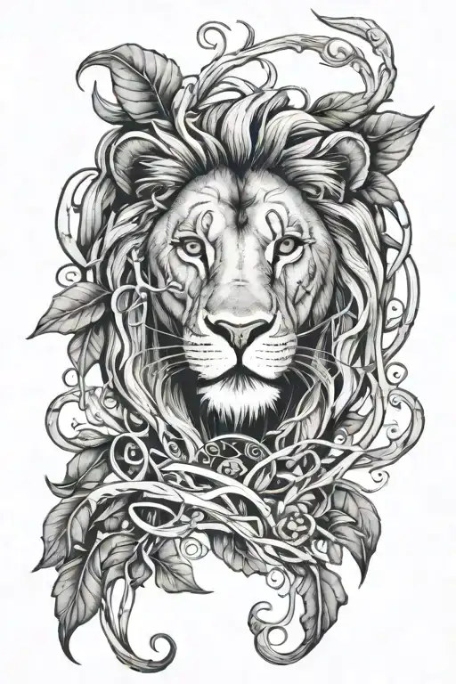 Lion With Vines And Eyes