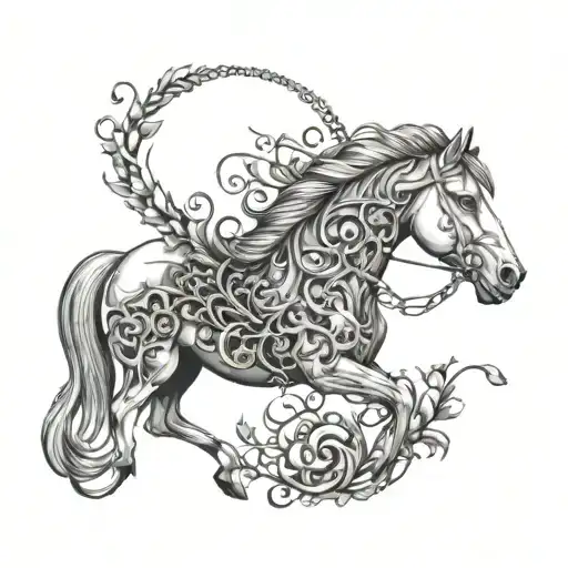 Horse With Vines And Bones