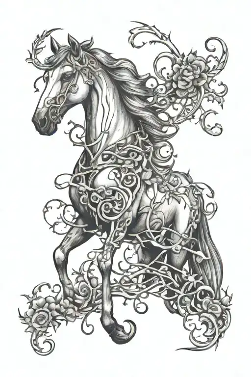 Horse With Vines And Bones And Skulls