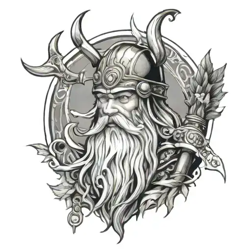 Get A Sketch Style God Odin Tattoo On The Outside Of Your Bicep