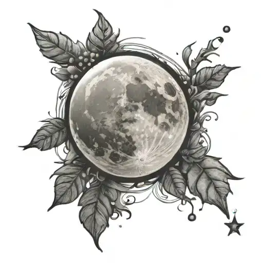 Moon With Stars Nature Theme Spooky Aesthetic