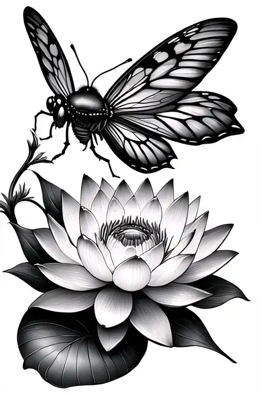 Butter Fly And Lotus Flower Blooming