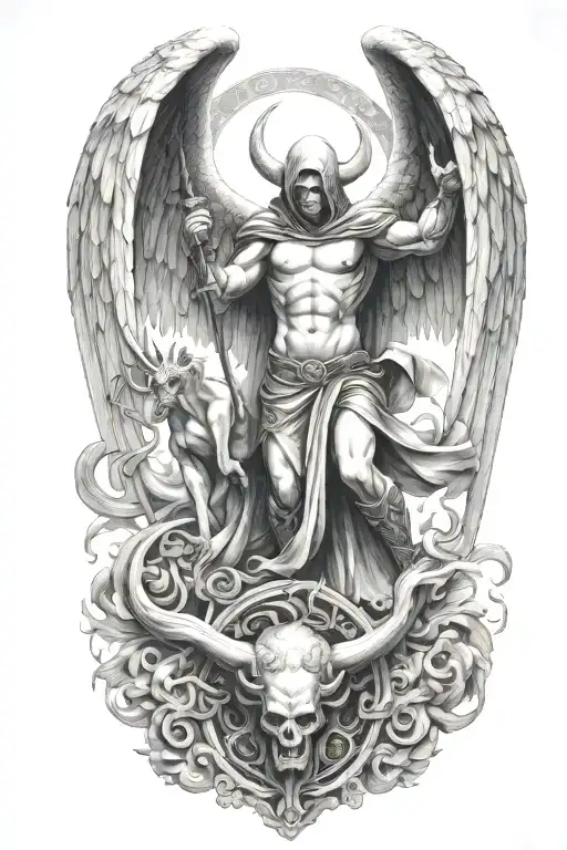 Hooded Arch Angel Defeating A Demon