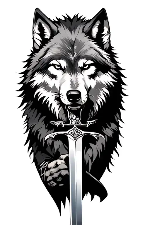 Wolf With Warrior Wielding A Sword