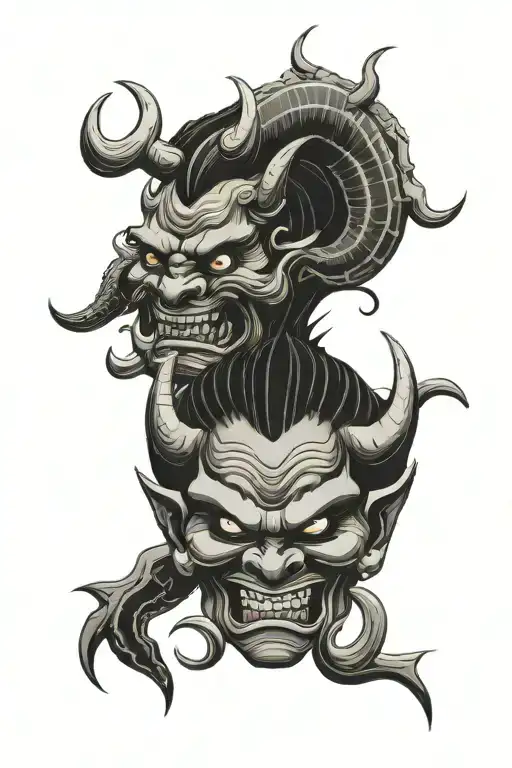 Japanese Oni Mask With Enso Circle