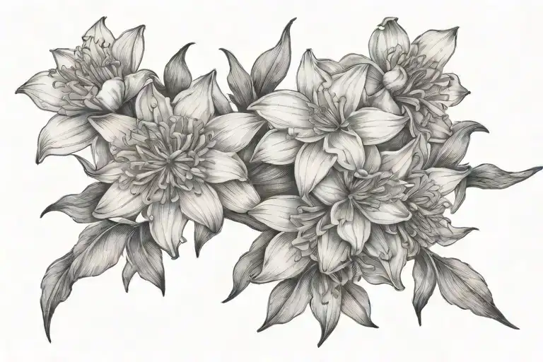 Aster And Narrcissus Flower Fine Line