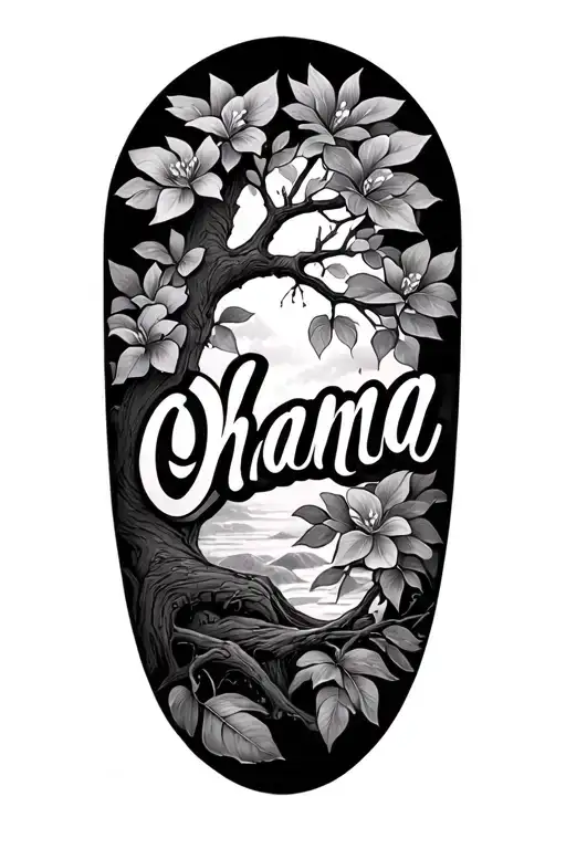 Mix Word Ohana And A Family Tree Branch