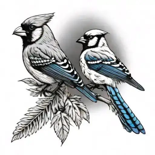 Cardinal And Blue Jay
