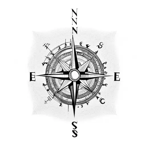 A Compass Surrounded By Musical Instruments