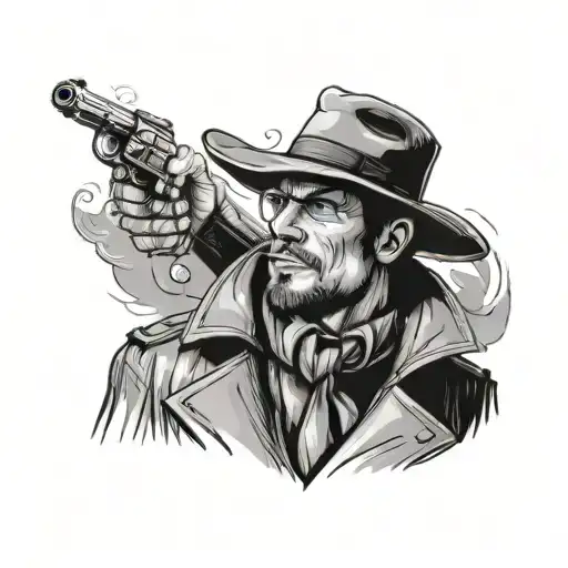 Cowboy In A Trench Coat Smoking