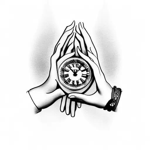 Praying Hands With A Clock