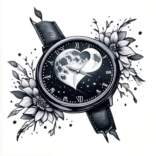 Modern Watch Open Hearth And A Moon