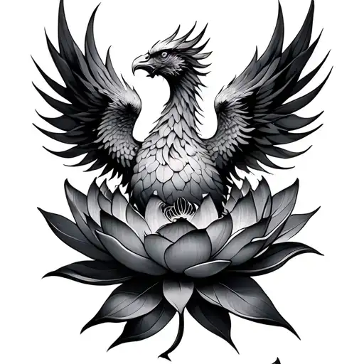 Phoenix Rising From Lotus
