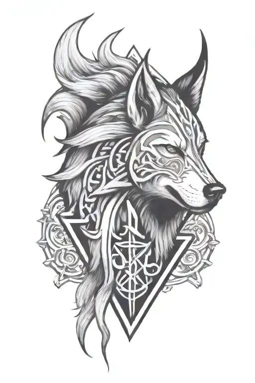 Viking Rune With Wolf